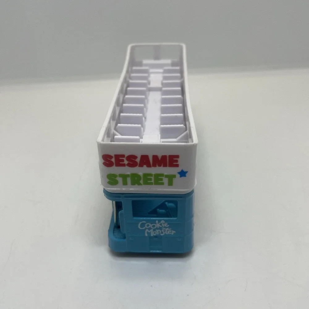 SESAME STREET BLUE DIECAST DOUBLE DECKER‎ TOUR BUS 5" PULL BACK MOTION - Picture 3 of 8